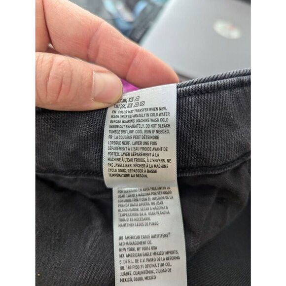 American Eagle Curvy Mom Jeans 18 gray black wash high rise straight leg NWTs - Picture 8 of 9